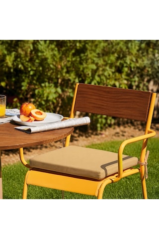 Sandalye Oturum Minderi Renkli 40x40x4 Bağcıklı Çıkarılabilir Kılıflı Çökme Yapmaz Bej Çok Renkli