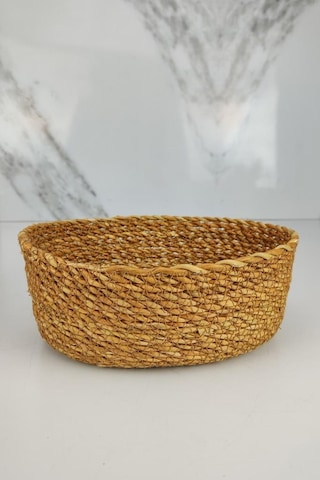 Digithome Hasır Banyo Ve Makyaj Organizer Sepeti Oval Düzenleyici 20 Cm Kahverengi - Pnl-ph22 S/3