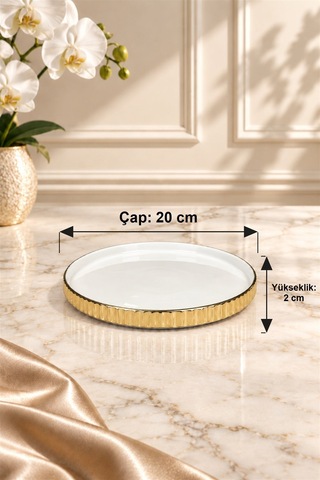 Linea Serisi Yuvarlak Servis Tabağı 20 Cm Altın