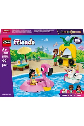 LEGO® Friends Tek Boynuzlu At ve Flamingo Havuz Partisi 42658 - 5 Yaş ve Üzeri Çocuklar için Yaratıcı Oyuncak Yapım Seti (99 Parça)