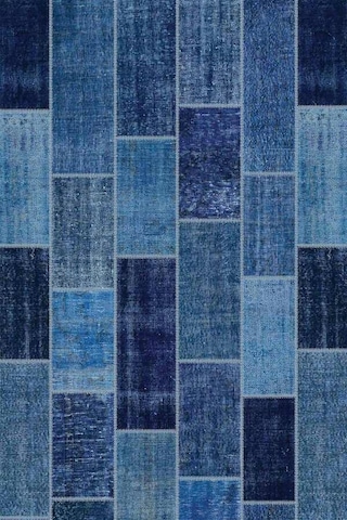 Mavi Patchwork Dokuma Leke Tutmaz Masa Örtüsü Mso297n11