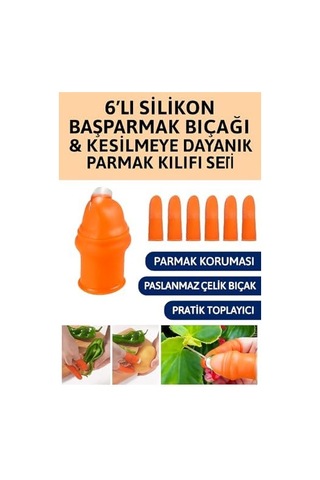 6'lı Silikon Başparmak Bıçağı Ve Kesilmeye Dayanıklı Parmak Kılıfı Seti, Meyve Ve Sebze Toplama İçin Paslanmaz Çelik Kesici, Bahçe Budama Eldiveni Kiti