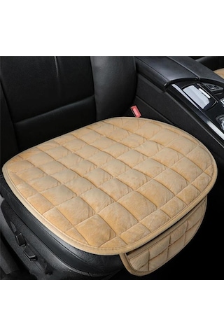 Bej Seametal Peluş Sıcak Araba Klozet Kapağı Yastık Kaymaz Ön Sandalye Koltuk Nefes Alabilen Ped