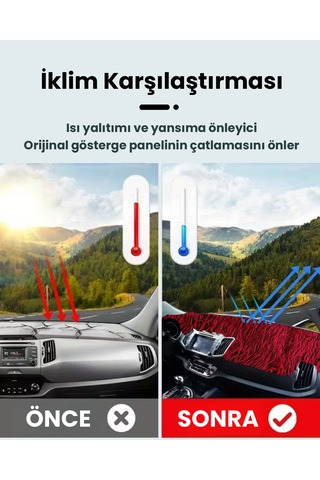Pelüş Torpido Koruma Örtüsü Uzun Tüylü Kırmızı