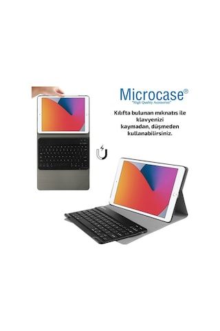 Apple Uyumlu iPad 8.Nesil 10.2 2020 Bluetooth Klavyeli Tablet Kılıf - Bkk1