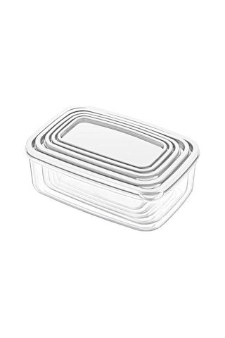 Kapris Dikdörtgen Erzak Saklama Kabı 5'Li Beyaz