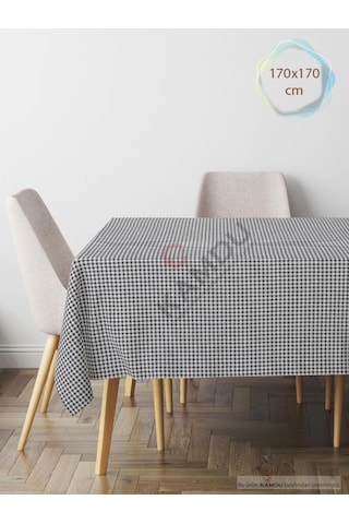 170 X 170 Cm Pötikare Desen Masa Örtüsü, Piknik Örtüsü, Sofra Bezi, Beslenme Örtüsü Siyah