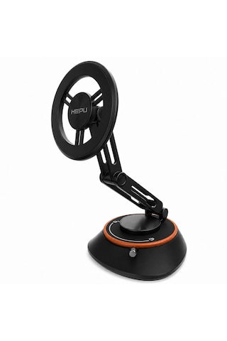 Hepu Armor Series Hp-aa01 Güçlü Manyetik Araç İçi Telefon Tutucu - 360 Dönebilen Başlık Ve Katlanabilir Alüminyum Alaşım Gövde Tüm Akıllı Telefonlarla Uyumlu Torpido Üstü Mıknatıslı Araç Tutacağı Siyah