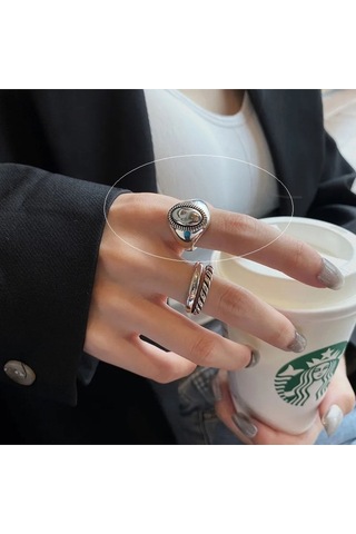925 Ayar Gümüş Oval Bohem Tarz Ayarlanabilir Yüzük