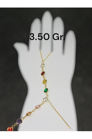Rengarenk Taşlı 925 Ayar Gümüş Şahmeran Zarif Ve Modern Bileklik Aksesuarı Gold