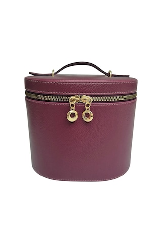 Makyaj Düzenleyici Aynalı Makyaj Çantası Bordo Bölmeli Taşınabilir Kozmetik Organizer 19x15x16 Cm