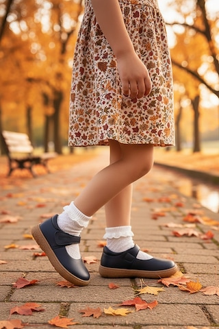 Kiko Kids Lida %100 Deri Günlük Kız Bebek Babet Ayakkabı Lacivert