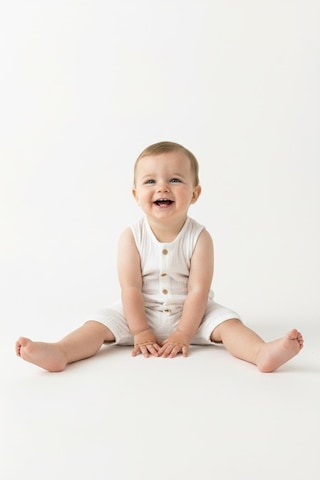 Miababy Müslin Kısa Atlet Tulum ekru