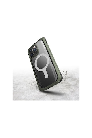 Apple Uyumlu iPhone 14 Pro Max Kılıf Magsafe Uyumlu Raptic Secure Serisi Çift Kat Tpu Kenarlı Şeffaf Kapak Yeşil -