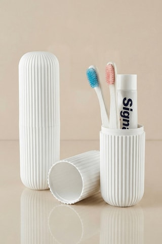 Beyaz - Seyahat Tipi Diş Fırçası, Makyaj Malzemesi Saklama Kabı, Çok Amaçlı Aksesuar Organizeri Beyaz