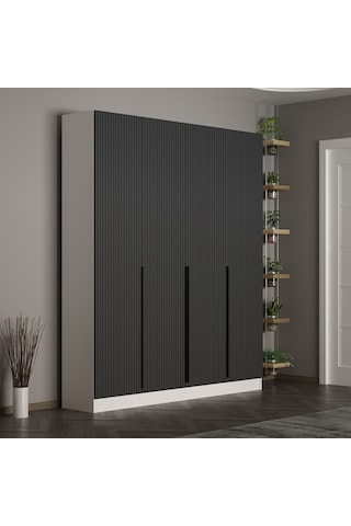 Minar Kale 210 Cm 4 Kapaklı 2b Raf Portmanto Byz Mbr Çizgili Ant