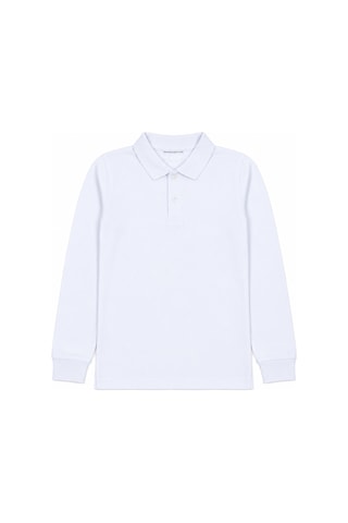 Beniizle Unisex Çocuk Uzun Kollu Polo Yaka Okul Tişört Beyaz