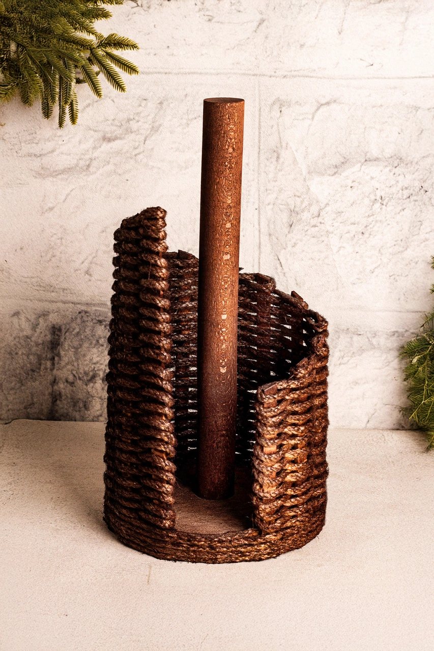 Snippy Haserya - Ahşap Kağıt Havluluk Masaüstü Rulo Kağıt Havluluk Dik Peçetelik Kahverengi