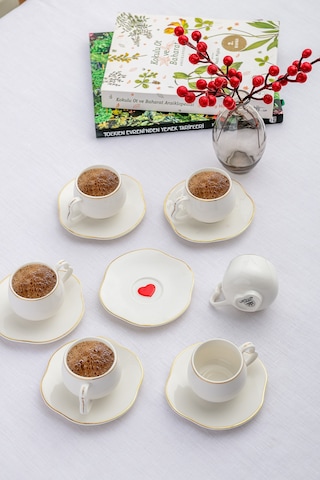 Emsan Kalpten Kalbe 6 Kişilik Kahve Fincan Takımı 90 Ml