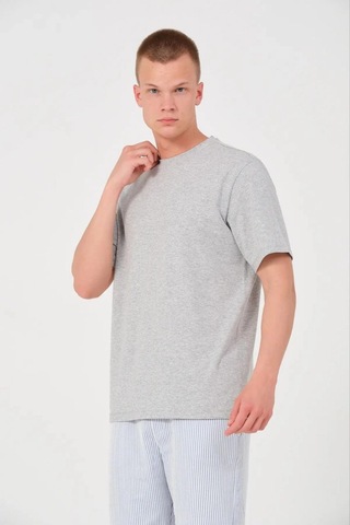 Barlashive Erkek Düz T-shirt Kısa Kol Bisiklet Yaka Regular Fit Rahat Kalıp Günlük Tişört - Gri Çok Renkli
