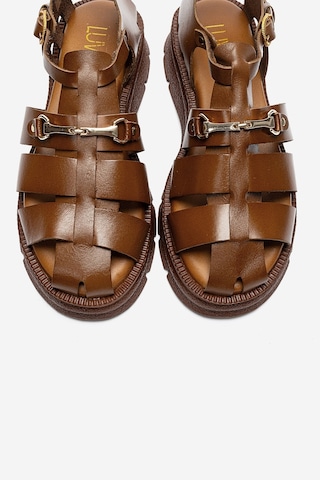 Luvishoes Rıela Taba Hakiki Deri Tokalı Kadın Sandalet