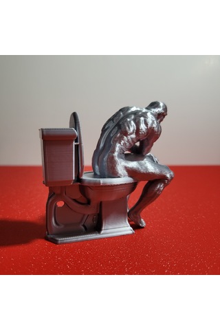 3d Baskı Düşünen Adam Biblo 8 Cm Mizahi Wc Figürü Ofis Masaüstü Dekor İlginç Hediyelik Obje Gümüş