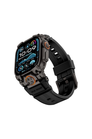 Watch Ultra 49mm Uyumlu Mohseven İwatch Armor Silikon Kordon Siyah