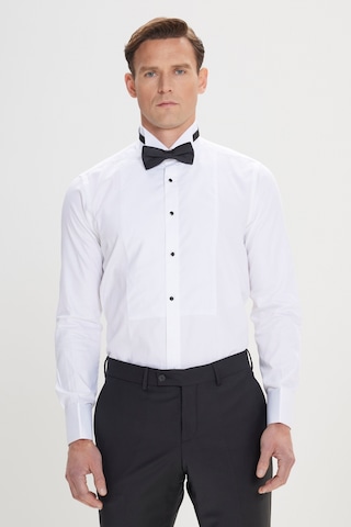 AC&Co / Altınyıldız Classics Erkek Beyaz Slim Fit Dar Kesim Ata Yaka Kolay Kırışmayan %100 Pamuk Gömlek 4A2020000002BYZXL Beyaz