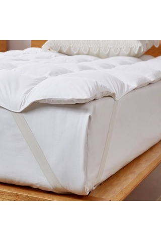 Elyaf Sepeti Dört Köşesi Lastikli Kapitone Desenli Yıkanabilir Silikon Yatak Koruyucu Yatak Pedi Beyaz