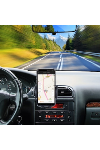 Geeksen Siyah Araba Klima Delikli Telefon Tutucu - 360 Döner, Tek Tuş Açılışlı, 4-6 İnç Telefonlar İçin Sabit Ve Kararlı