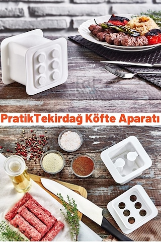 Qniay Pratik Tekirdağ Köfte Aparatı 6'lı Köfte Hazırlama Kalıbı