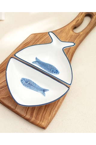 Madame Coco Marine 2 Parça Sunum Tabağı Taba0000000118 Sunum Tabağı-mavi/beyaz
