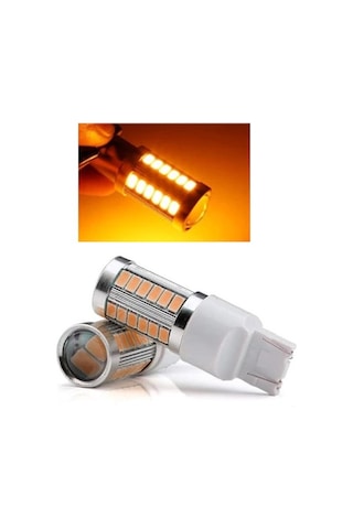2 Adet T20 Led Ampul Mercekli 33 Ledli Çift Duy Turuncu