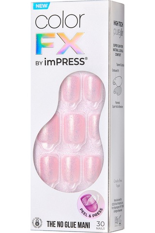 İmpress Color Fx Kendinden Yapışkanlı Takma Tırnak Kısa Pembe Simli