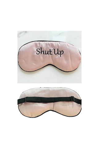 Caş Dekorasyon Pembe Renk Shut Up Yazılı Saten Uyku Bandı Pembe