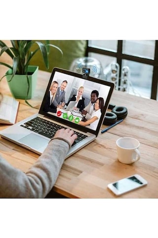 Fortunelane Usb Web Kamerası Siyah-mavi, Hd Lens, Mikrofonlu, Çok Fonksiyonlu Tabanlı, Video Konferans/online Dersler İçin