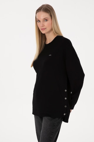 U.S. Polo Assn. Kadın Siyah Bisiklet Yaka Sweatshirt 50314194-VR046