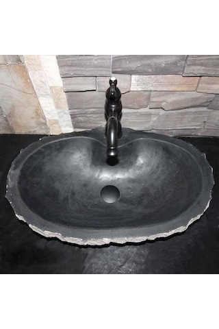 Bazalt Batarya Çıkışlı Doğal Patlatma Lavabo