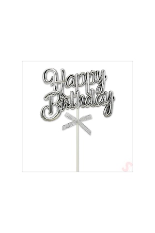 Happy Birthday Pasta Süsü, 23cm X 12,5cm - Gümüş