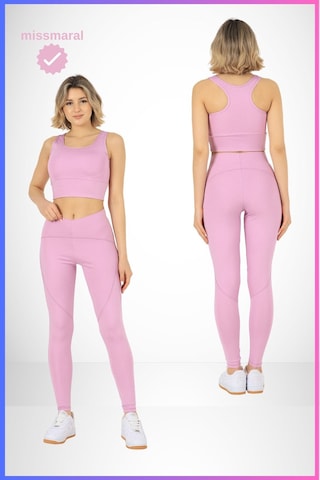 Missmaral Slim Fit Oslo Tayt Lila Yüksek Bel Toparlayıcı Spor Model Flatlock Dikiş Detaylı 1090 Lila