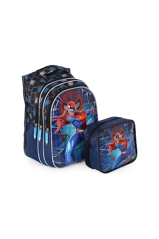 Spiderman Kabartmalı Çanta + Beslenme + Suluk - İlkokul Çantası -