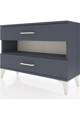 Arges Şifonyer Tek Raflı 2 Çekmeceli 88x30x64 Antrasit-antrasit Antrasit
