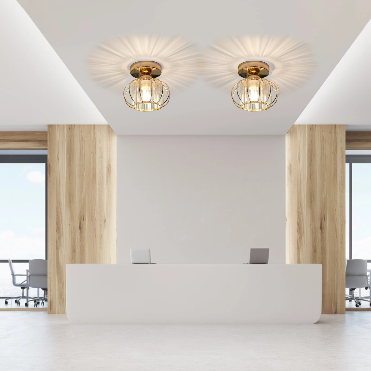 Geeroyoo Krom Renkli Demir Ve Kristal Bileşimli Koridor Lambası - Led Spot Işık, Giriş Ve Koridorlar İçin, E27 Soket, 110-240v, Işık Kaynağı Hariç Diğer