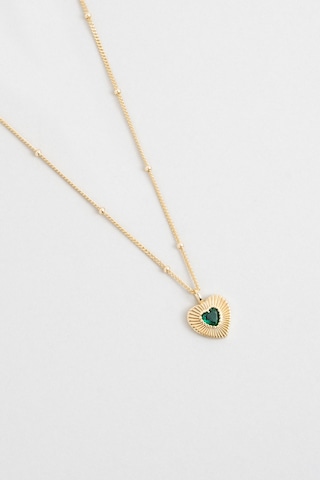 Vintage Kalp 18 Ayar Sarı Altın Kaplama 45 Cm Gümüş Kolye Sarı