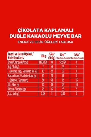 Choco - Çikolata Kaplı Duble Kakaolu Meyve Bar 35 G X12 Adet