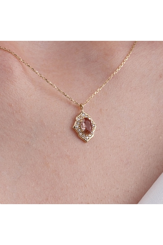 Vintage Zultanit Taşlı Minimal Tarz Tasarım 925 Ayar Doğal Taşlı Gümüş Kolye