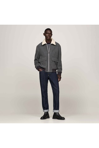 Tommy Hilfiger Erkek Gri Yün Karışımlı Montmw0mw36610