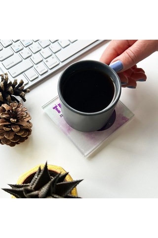 Decorita Cam Bardak Altlığı Burçlar - Terazi Burcu 4'lü Takım Çok Renkli