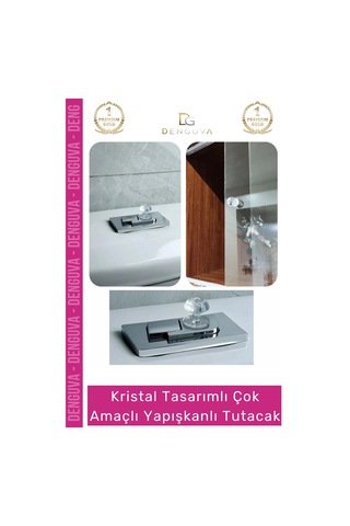 Kulp Kristal Elmas Kesim Vidasız Montaj Dekoratif Çok Amaçlı Yapışkanlı Tutacak Buton - 4 Adet Çok Renkli