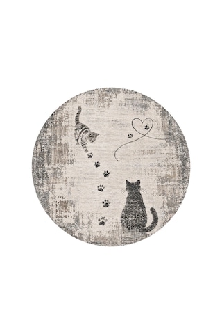Pati Dostu Kedi Desenli Dijital Baskı Pamuk Dokuma Kaymaz Taban Salon Halısı Ve Çocuk-genç Odası Yuvarlak Gri 923552564 Yuvarlak Gri
